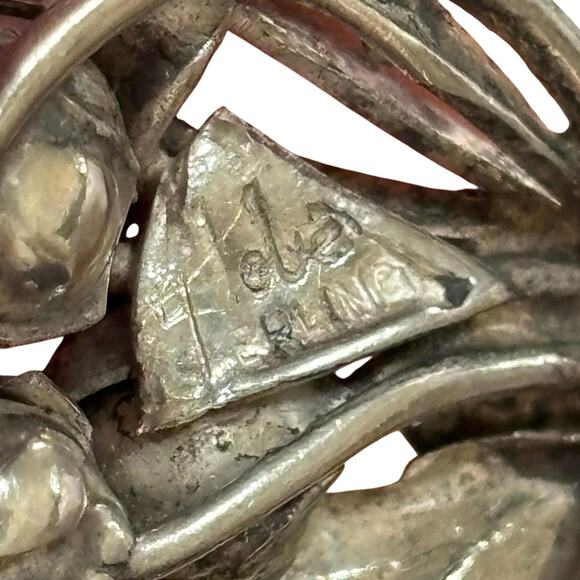 Hobe Sterling Silver floral pendants bracelet linked panel chain & safety chain - Picture 4 of 13